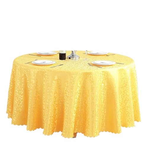 PPQIRU Bankett Tischtuch Polyester-Tischdecke, Hotel-Hochzeitsbankett-Party-Dekoration, runde Tischdecken, Tischauflagen, Bedruckte Heimdekoration(Golden,180cm) von PPQIRU