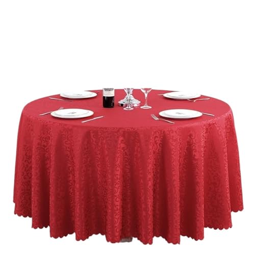 PPQIRU Bankett Tischtuch Polyester-Tischdecke, Hotel-Hochzeitsbankett-Party-Dekoration, runde Tischdecken, Tischauflagen, Bedruckte Heimdekoration(Red,320cm) von PPQIRU