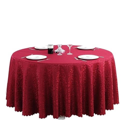 PPQIRU Bankett Tischtuch Polyester-Tischdecke, Hotel-Hochzeitsbankett-Party-Dekoration, runde Tischdecken, Tischauflagen, Bedruckte Heimdekoration(Wine red,280cm) von PPQIRU