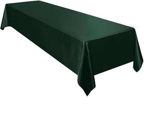 PPQIRU Bankett Tischtuch Rechteckige Hochzeits-Satin-Tischdecke, 145 x 260 cm, helle, Glatte Seiden-Tischdecke for Hochzeitsbankett, Jahrestag, Esstisch-Dekoration(Dark Green) von PPQIRU