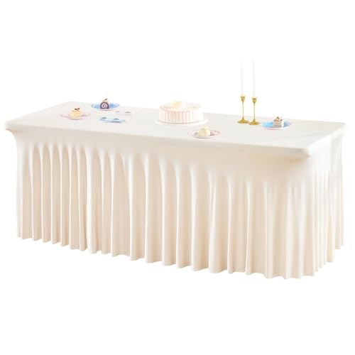 PPQIRU Bankett Tischtuch Rechteckige Polyesterfaser-Tischdecke, Hochzeitstischdecke for Weihnachten, Geburtstag, Veranstaltungen, Bankett, Dekor, Zuhause(Beige,4ft) von PPQIRU