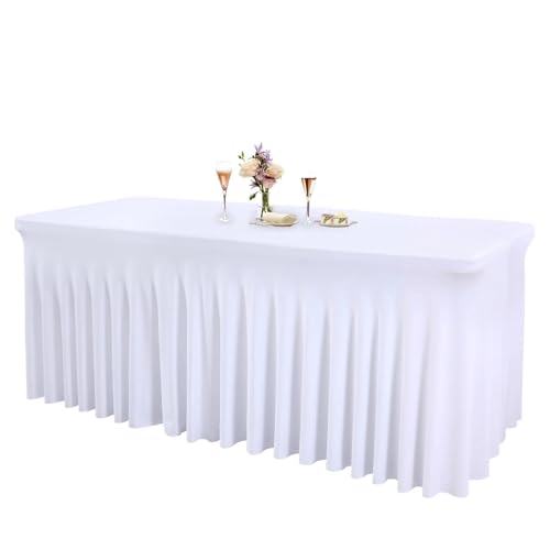 PPQIRU Bankett Tischtuch Rechteckige Polyesterfaser-Tischdecke, Hochzeitstischdecke for Weihnachten, Geburtstag, Veranstaltungen, Bankett, Dekor, Zuhause(White,4ft) von PPQIRU