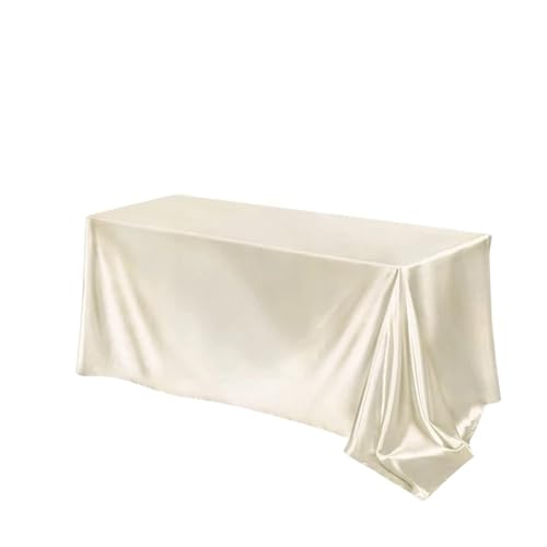 PPQIRU Bankett Tischtuch Rechteckige Tischdecke, Satin-Tischdecke, helle, Glatte, einfarbige Tischdecke, Hochzeits-Partyzubehör, Tischdekoration(Biege) von PPQIRU