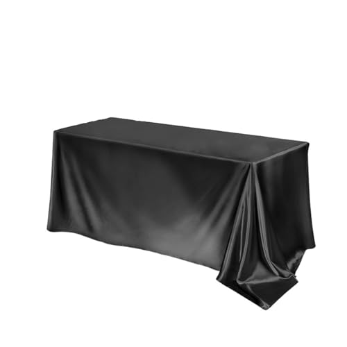 PPQIRU Bankett Tischtuch Rechteckige Tischdecke, Satin-Tischdecke, helle, Glatte, einfarbige Tischdecke, Hochzeits-Partyzubehör, Tischdekoration(Black) von PPQIRU