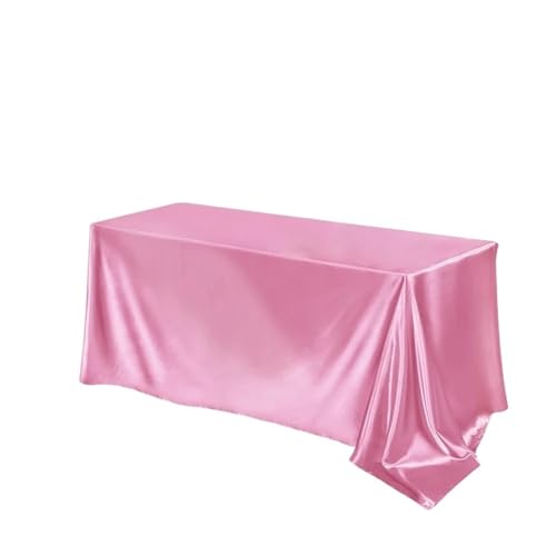 PPQIRU Bankett Tischtuch Rechteckige Tischdecke, Satin-Tischdecke, helle, Glatte, einfarbige Tischdecke, Hochzeits-Partyzubehör, Tischdekoration(Pink) von PPQIRU