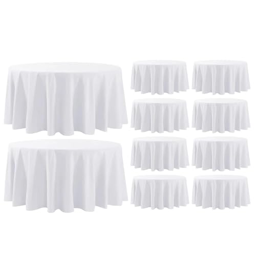 PPQIRU Bankett Tischtuch Runde Tischdecke, 10 Stück, 304,8 cm, runde, weiße Tischdecken, waschbar, dekorativer Polyester-Tischdeckenbezug for Essen PPQIRU Bankett Tischtuch Runde Tischdecke, 10 Stück, 304,8 cm, runde, weiße Tischdecken, waschbar, dekorativer Polyester-Tischdeckenbezug for Essen von PPQIRU