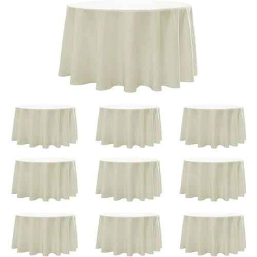PPQIRU Bankett Tischtuch Runde Tischdecke, 120 Zoll, 10 Stück, beige Tischdecken, waschbar, dekorative Tischdeckenabdeckung aus Polyester PPQIRU Bankett Tischtuch Runde Tischdecke, 120 Zoll, 10 Stück, beige Tischdecken, waschbar, dekorative Tischdeckenabdeckung aus Polyester von PPQIRU