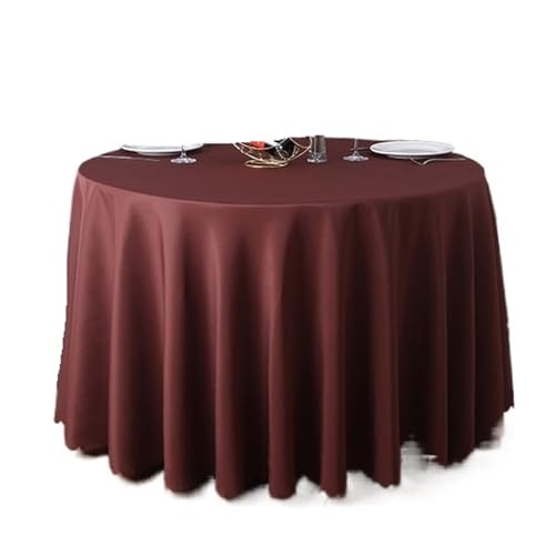 PPQIRU Bankett Tischtuch Runde einfarbige Tischdecke, Moderne Polyester-Tischdecke, Couchtisch, Möbel, staubdicht, Heimdekoration(Brown,Diameter 220cm) von PPQIRU