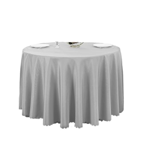 PPQIRU Bankett Tischtuch Runde einfarbige Tischdecke, Moderne Polyester-Tischdecke, Couchtisch, Möbel, staubdicht, Heimdekoration(Light Grey,Diameter 160cm) von PPQIRU