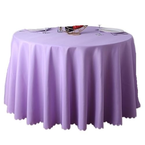 PPQIRU Bankett Tischtuch Runde einfarbige Tischdecke, Moderne Polyester-Tischdecke, Couchtisch, Möbel, staubdicht, Heimdekoration(Light Purple,Diameter 240cm) von PPQIRU
