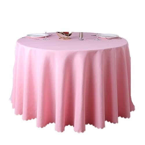 PPQIRU Bankett Tischtuch Runde einfarbige Tischdecke, Moderne Polyester-Tischdecke, Couchtisch, Möbel, staubdicht, Heimdekoration(Pink,Diameter 160cm) von PPQIRU