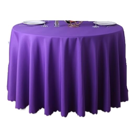 PPQIRU Bankett Tischtuch Runde einfarbige Tischdecke, Moderne Polyester-Tischdecke, Couchtisch, Möbel, staubdicht, Heimdekoration(Purple,Diameter 200cm) von PPQIRU