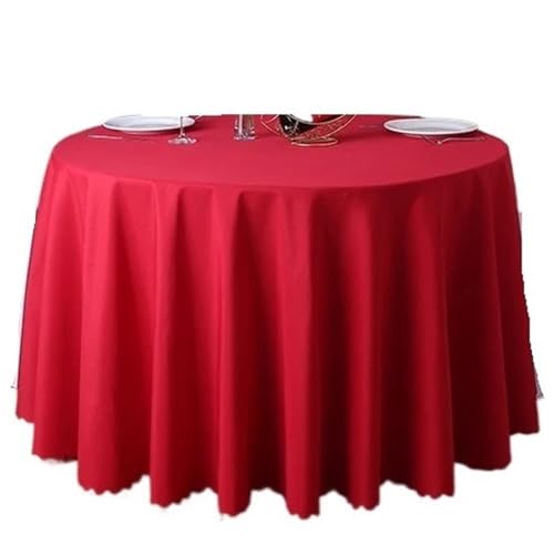 PPQIRU Bankett Tischtuch Runde einfarbige Tischdecke, Moderne Polyester-Tischdecke, Couchtisch, Möbel, staubdicht, Heimdekoration(Red,Diameter 180cm) von PPQIRU
