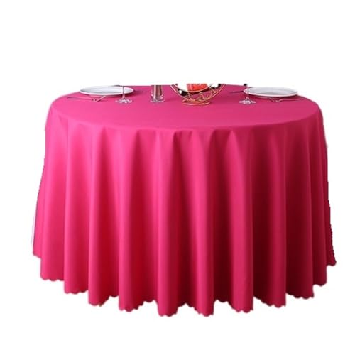 PPQIRU Bankett Tischtuch Runde einfarbige Tischdecke, Moderne Polyester-Tischdecke, Couchtisch, Möbel, staubdicht, Heimdekoration(Rose Red,Diameter 200cm) von PPQIRU