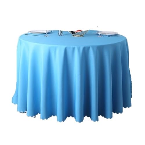 PPQIRU Bankett Tischtuch Runde einfarbige Tischdecke, Moderne Polyester-Tischdecke, Couchtisch, Möbel, staubdicht, Heimdekoration(Sky Blue,Diameter 280cm) von PPQIRU