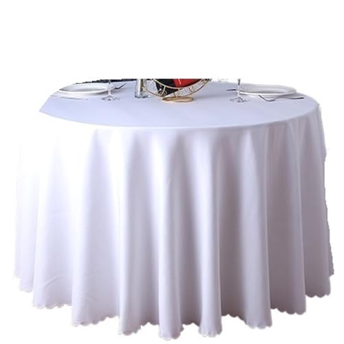 PPQIRU Bankett Tischtuch Runde einfarbige Tischdecke, Moderne Polyester-Tischdecke, Couchtisch, Möbel, staubdicht, Heimdekoration(White,Diameter 300cm) von PPQIRU