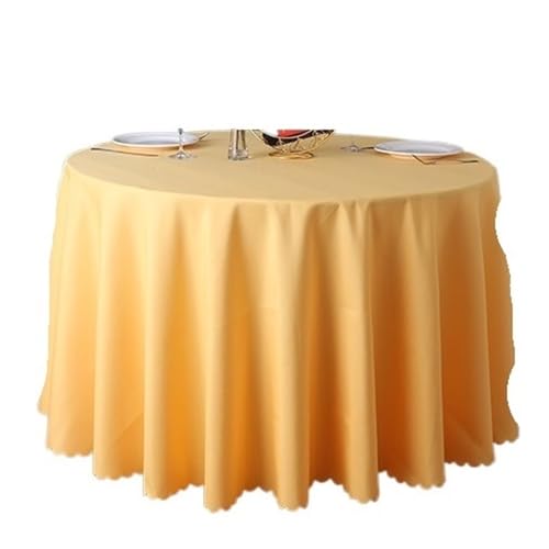 PPQIRU Bankett Tischtuch Runde einfarbige Tischdecke, Moderne Polyester-Tischdecke, Couchtisch, Möbel, staubdicht, Heimdekoration(Yellow,Diameter 300cm) von PPQIRU