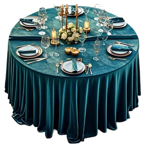 PPQIRU Bankett Tischtuch Runde samt Nahtlose Tischdecke Stoff runder Tisch Hotel runde Bankett runde Tischdecke(Blue,300cm) von PPQIRU