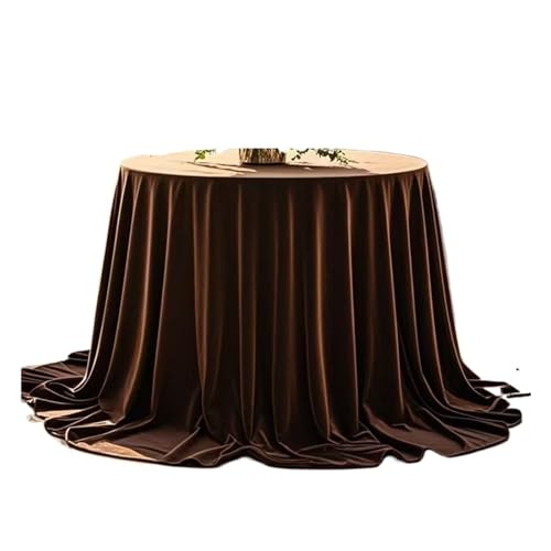 PPQIRU Bankett Tischtuch Runde samt Nahtlose Tischdecke Stoff runder Tisch Hotel runde Bankett runde Tischdecke(Chocolate Brown,335cm) von PPQIRU