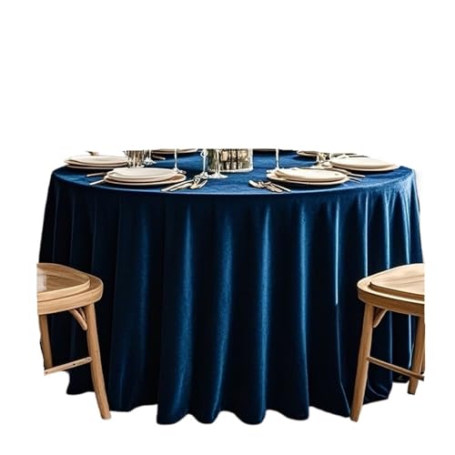 PPQIRU Bankett Tischtuch Runde samt Nahtlose Tischdecke Stoff runder Tisch Hotel runde Bankett runde Tischdecke(Deep Blue,335cm) von PPQIRU