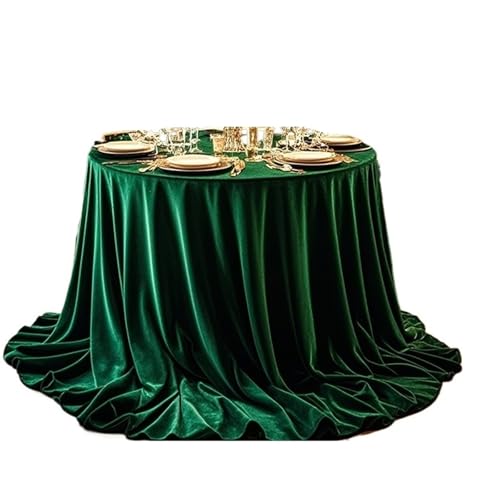 PPQIRU Bankett Tischtuch Runde samt Nahtlose Tischdecke Stoff runder Tisch Hotel runde Bankett runde Tischdecke(Deep Green,335cm) von PPQIRU