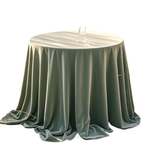 PPQIRU Bankett Tischtuch Runde samt Nahtlose Tischdecke Stoff runder Tisch Hotel runde Bankett runde Tischdecke(Light Green,335cm) von PPQIRU