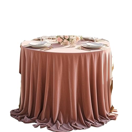 PPQIRU Bankett Tischtuch Runde samt Nahtlose Tischdecke Stoff runder Tisch Hotel runde Bankett runde Tischdecke(Pink,335cm) von PPQIRU