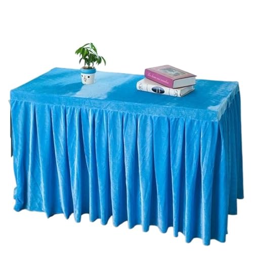 PPQIRU Bankett Tischtuch Samtstoff-Tischdecke, Tischröcke, Event-Party-Tischdecke, vielseitig einsetzbare Bankett-Tischdecke(Sky Blue,240X60X75CM) von PPQIRU
