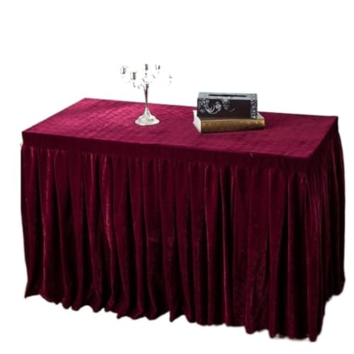 PPQIRU Bankett Tischtuch Samtstoff-Tischdecke, Tischröcke, Event-Party-Tischdecke, vielseitig einsetzbare Bankett-Tischdecke(Wine red,180X40X75CM) von PPQIRU