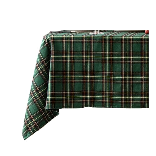PPQIRU Bankett Tischtuch Weihnachten Plaid Tischdecke Party Tischdecke Vintage Esstisch Abdeckung for Home Wohnzimmer Dekoration(Green Yellow,140x260cm) von PPQIRU