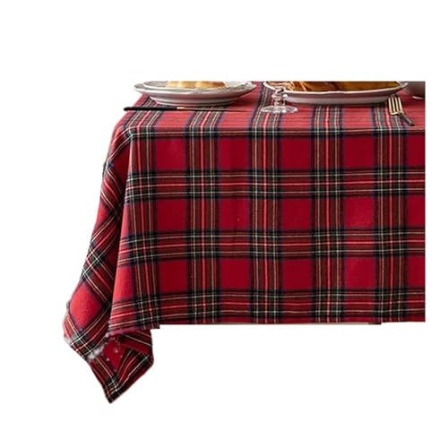 PPQIRU Bankett Tischtuch Weihnachten Plaid Tischdecke Party Tischdecke Vintage Esstisch Abdeckung for Home Wohnzimmer Dekoration(Red,140x240cm) von PPQIRU