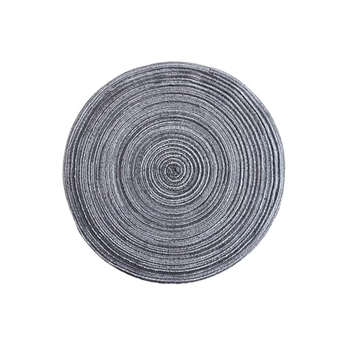 PPQIRU Geschirr-Isoliermatte Tischset aus Baumwollgarn, rund, aus Ramie gewebt, wärmeisolierende Unterlage, Verbrühungsschutz, rutschfeste Untersetzer-Unterlage(Black Grey,11cm) von PPQIRU
