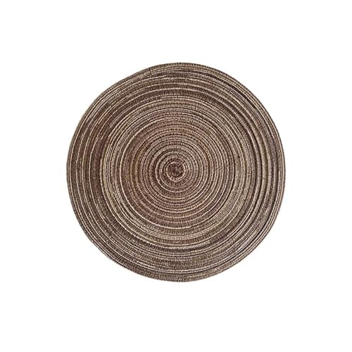 PPQIRU Geschirr-Isoliermatte Tischset aus Baumwollgarn, rund, aus Ramie gewebt, wärmeisolierende Unterlage, Verbrühungsschutz, rutschfeste Untersetzer-Unterlage(Coffee,11cm) von PPQIRU