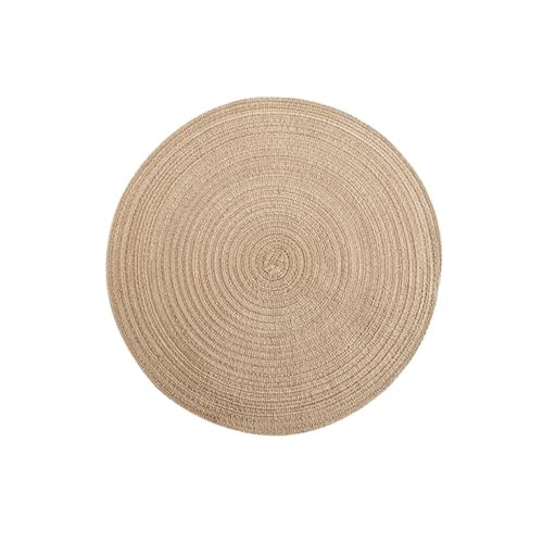 PPQIRU Geschirr-Isoliermatte Tischset aus Baumwollgarn, rund, aus Ramie gewebt, wärmeisolierende Unterlage, Verbrühungsschutz, rutschfeste Untersetzer-Unterlage(Tawny,11cm) von PPQIRU
