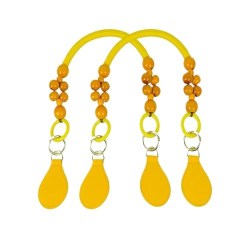 PPQIRU Hölzerne Taschengriffe 2 STÜCKE Holzperlen Ring Riemen Griff for Klassische Mini Frauen Schulter Handtasche Tasche Griff(Yellow) von PPQIRU