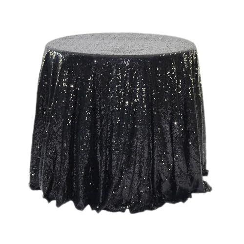 PPQIRU Runde Tischdecke 1 Stück Tischdecke, rund, for Geburtstag, Hochzeit, Bankett, Esszimmer, Dekoration, 60–130 cm(Black,60cm) von PPQIRU