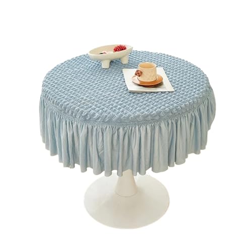 PPQIRU Runde Tischdecke 80 cm runde Tischdecke mit 27 cm Tischrock, romantische Tischdecke for Zuhause, Wohnzimmer, Esstisch, Dekoration(Blue) von PPQIRU