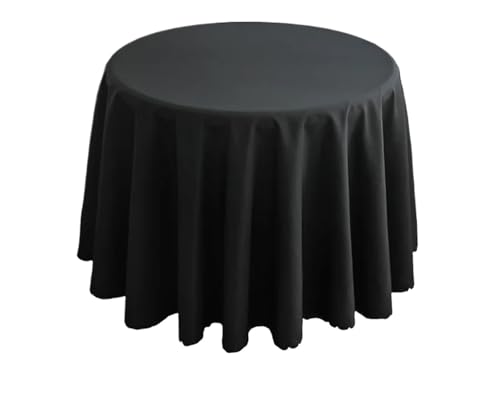 PPQIRU Runde Tischdecke Hochzeitsdekoration, runde Tischdecke, Polyester-Tischdecke, Hotel-Tagungsraum, Abendessen, Geburtstagsfeier, Feiertage(Black,240cm) von PPQIRU