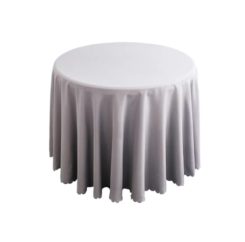 PPQIRU Runde Tischdecke Hochzeitsdekoration, runde Tischdecke, Polyester-Tischdecke, Hotel-Tagungsraum, Abendessen, Geburtstagsfeier, Feiertage(Silver Grey,280cm) von PPQIRU