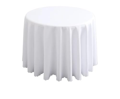 PPQIRU Runde Tischdecke Hochzeitsdekoration, runde Tischdecke, Polyester-Tischdecke, Hotel-Tagungsraum, Abendessen, Geburtstagsfeier, Feiertage(White,320cm) von PPQIRU