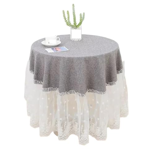 PPQIRU Runde Tischdecke Kleine runde Tischabdeckung, einfache einfarbige Tische, Matte, Haushalt, Esstisch, Kaffee, Schreibtisch, Tischdecke(Grey,Diameter 90cm) von PPQIRU