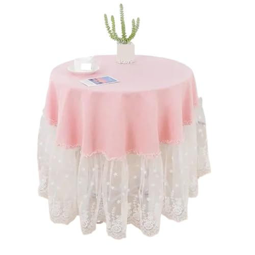 PPQIRU Runde Tischdecke Kleine runde Tischabdeckung, einfache einfarbige Tische, Matte, Haushalt, Esstisch, Kaffee, Schreibtisch, Tischdecke(Pink,Diameter 140cm) von PPQIRU