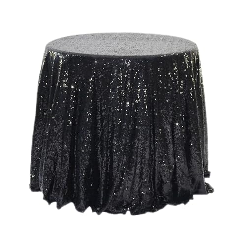 PPQIRU Runde Tischdecke Runde Party Geburtstag Tischdecke Abdeckung Veranstaltungen Pailletten Tischdecke for Hochzeit Party Weihnachten Tischdecken(Black,100cm) von PPQIRU