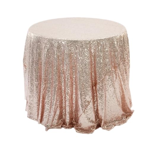 PPQIRU Runde Tischdecke Runde Party Geburtstag Tischdecke Abdeckung Veranstaltungen Pailletten Tischdecke for Hochzeit Party Weihnachten Tischdecken(Champagne,100cm) von PPQIRU