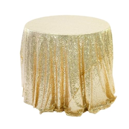 PPQIRU Runde Tischdecke Runde Party Geburtstag Tischdecke Abdeckung Veranstaltungen Pailletten Tischdecke for Hochzeit Party Weihnachten Tischdecken(Gold,100cm) von PPQIRU