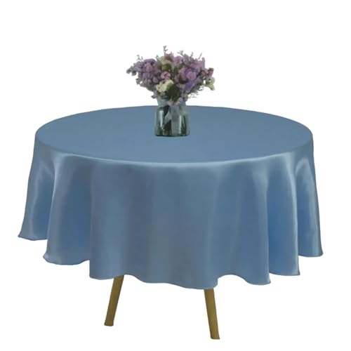 PPQIRU Runde Tischdecke Runde Satin-Tischdecke, Hochzeits-Party-Overlays, Dekoration, Geburtstagsparty, Restaurant, Zuhause, Tischdecke(Blue,320CM) von PPQIRU