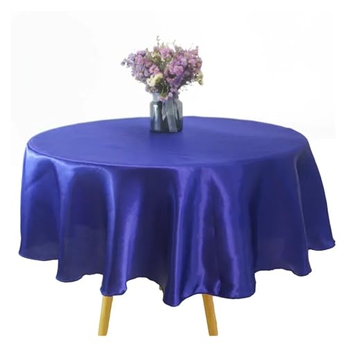 PPQIRU Runde Tischdecke Runde Satin-Tischdecke, Hochzeits-Party-Overlays, Dekoration, Geburtstagsparty, Restaurant, Zuhause, Tischdecke(Deep Blue,180CM) von PPQIRU