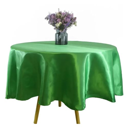 PPQIRU Runde Tischdecke Runde Satin-Tischdecke, Hochzeits-Party-Overlays, Dekoration, Geburtstagsparty, Restaurant, Zuhause, Tischdecke(Green C,145CM) von PPQIRU