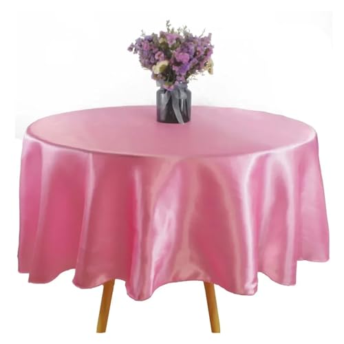 PPQIRU Runde Tischdecke Runde Satin-Tischdecke, Hochzeits-Party-Overlays, Dekoration, Geburtstagsparty, Restaurant, Zuhause, Tischdecke(Light Pink,305CM) von PPQIRU