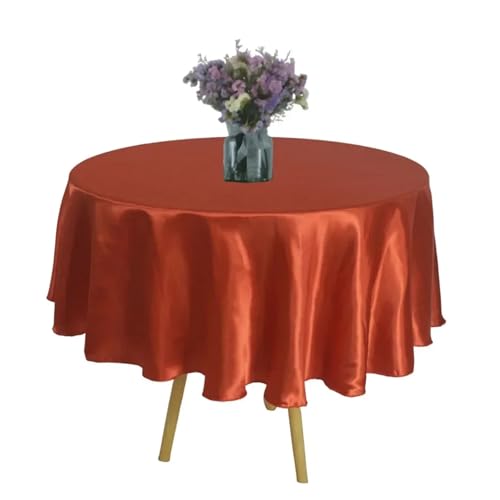 PPQIRU Runde Tischdecke Runde Satin-Tischdecke, Hochzeits-Party-Overlays, Dekoration, Geburtstagsparty, Restaurant, Zuhause, Tischdecke(Red,145CM) von PPQIRU
